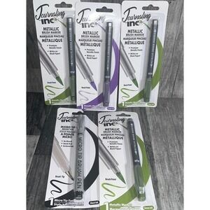 Journaling Inc Metallic Brush Marker &‎ Micro Tip Pen Set Stationery